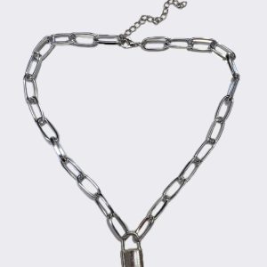 Lock It In Necklace- Silver